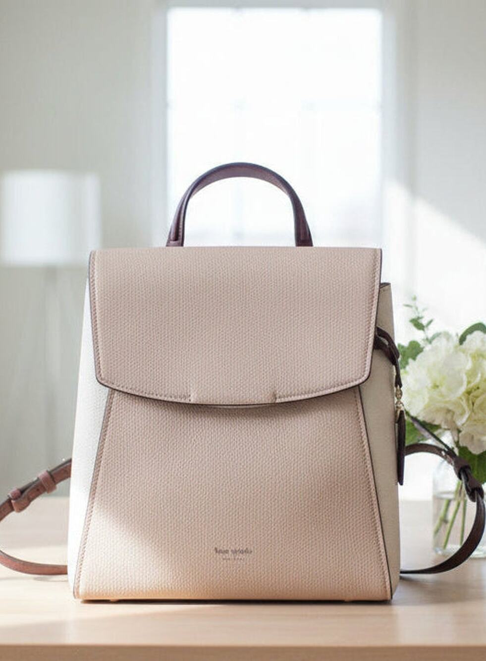Kate Spade Beige Colorblock Leather Backpack Medium Grace